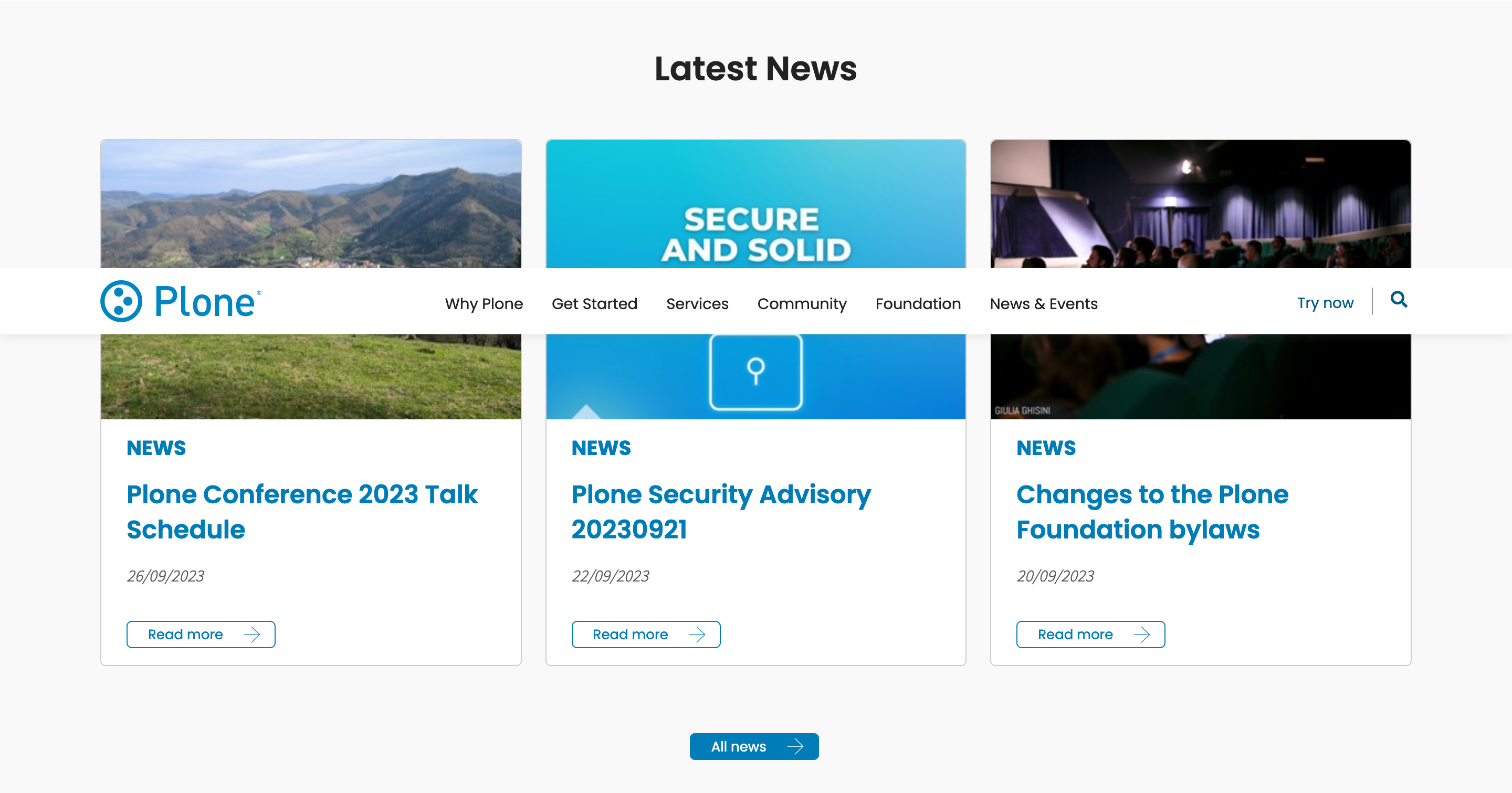 plone.org latest news listing